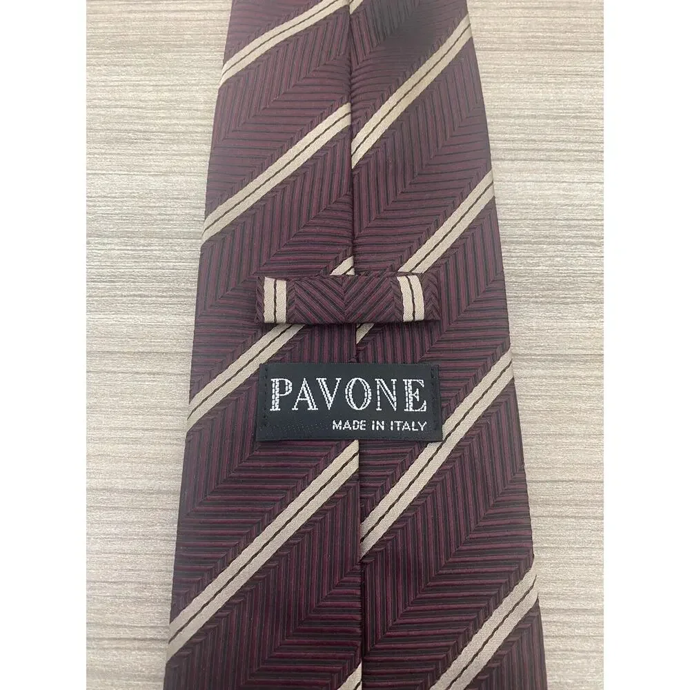 Pavone Men’s Formal Necktie Burgundy Multicolor Neck Tie 100% Silk Made in Italy